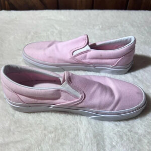 VANS Classic Slip-on Pink / White Canvas  Men Women Sz 7 Unisex Shoes Sneakers
